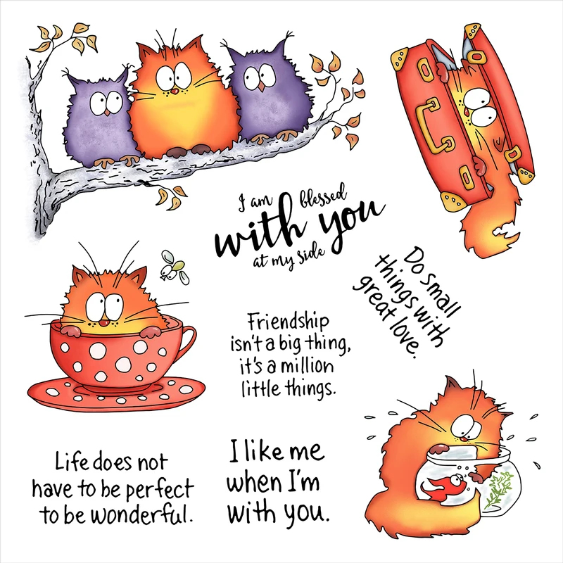 Kawaii Fatty Cats Owl Cutting  - đánh giá và giá Clear Silicone Stamps For Card Making